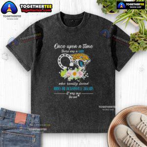 Hot washed t-shirt featuring 'Once Upon A Time There Was A Girl Who Loved Horses and Jacksonville Jaguars' design.