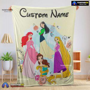 Official Disney Princess Ariel Mulan Rapunzel Belle Princess Blanket Fleece Customized Blanket