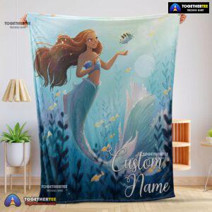 Official Disney The Little Mermaid Ariel Princess Fleece Family Princess Customized Blanket
