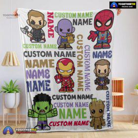 Official Personalized Marvel Superheroes And Thanos Blanket Fleece Customized Blanket