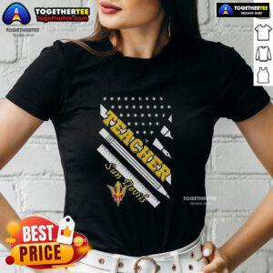 Premium Arizona State Sun Devils X Teacher American Flag Ladies Tee showcasing school spirit and style.