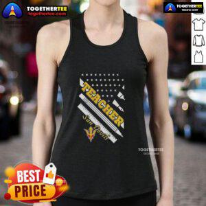 Premium Arizona State Sun Devils X Teacher American Flag Tank Top featuring vibrant design and comfortable fit for fans.