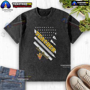 Premium Arizona State Sun Devils X Teacher American Flag Washed T-Shirt featuring bold graphics and vibrant colors.