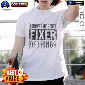 Awesome Handyman Dad T-Shirt featuring 'Knower of Stuff, Fixer of Things' design, perfect for Father's Day gifts.