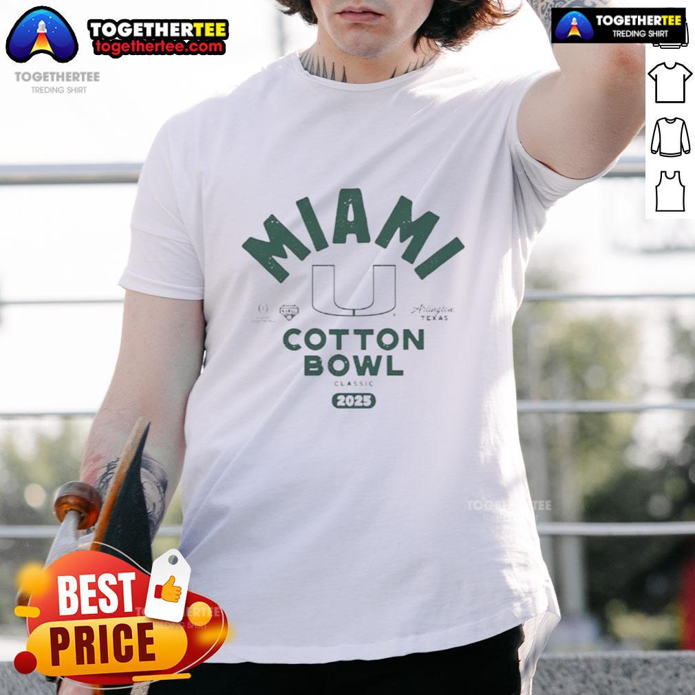 Awesome Miami Hurricanes Football 2025 Allstate Sugar Bowl T-Shirt featuring vibrant team colors and logo in Arlington, Texas.