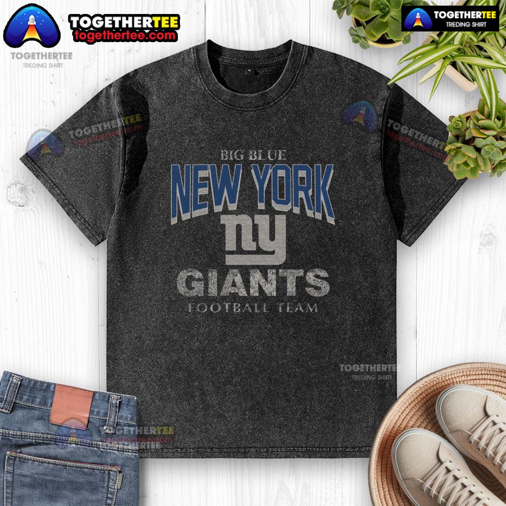 Alt Text: Awesome New York Giants head-on design on a washed t-shirt, perfect for fans and casual wear.