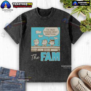 Awesome Peanuts The Fam I've Been Thinking About Something washed t-shirt featuring a colorful cartoon design.