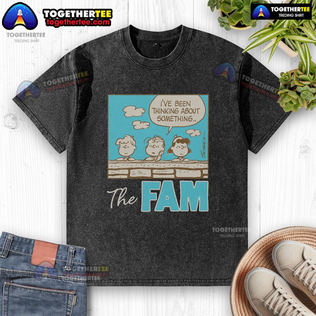 Awesome Peanuts The Fam I've Been Thinking About Something washed t-shirt featuring a colorful cartoon design.