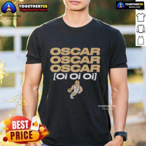 Alt Text: Awesome Purdue Boilermakers Basketball Oscar Cluff Oi Oi Oi T-Shirt featuring team colors and logo design.