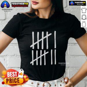 Alt Text: Awesome Six Seven 67 meme tee featuring tally marks for numbers 6 and 7, perfect for ladies' casual style.
