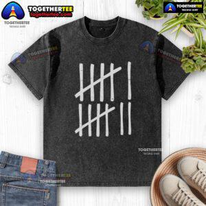 Awesome Six Seven 67 meme design with tally marks and numbers on a washed t-shirt, perfect for casual wear.
