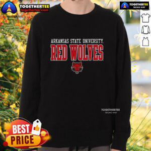 Alt Text: Arkansas State University Sidekick Red Wolves sweatshirt in vibrant colors, perfect for fans and students.