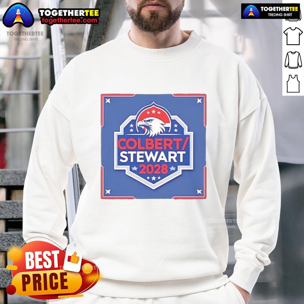 Good Colbert Stewart 2028 logo sweatshirt featuring a vibrant design perfect for campaign supporters.