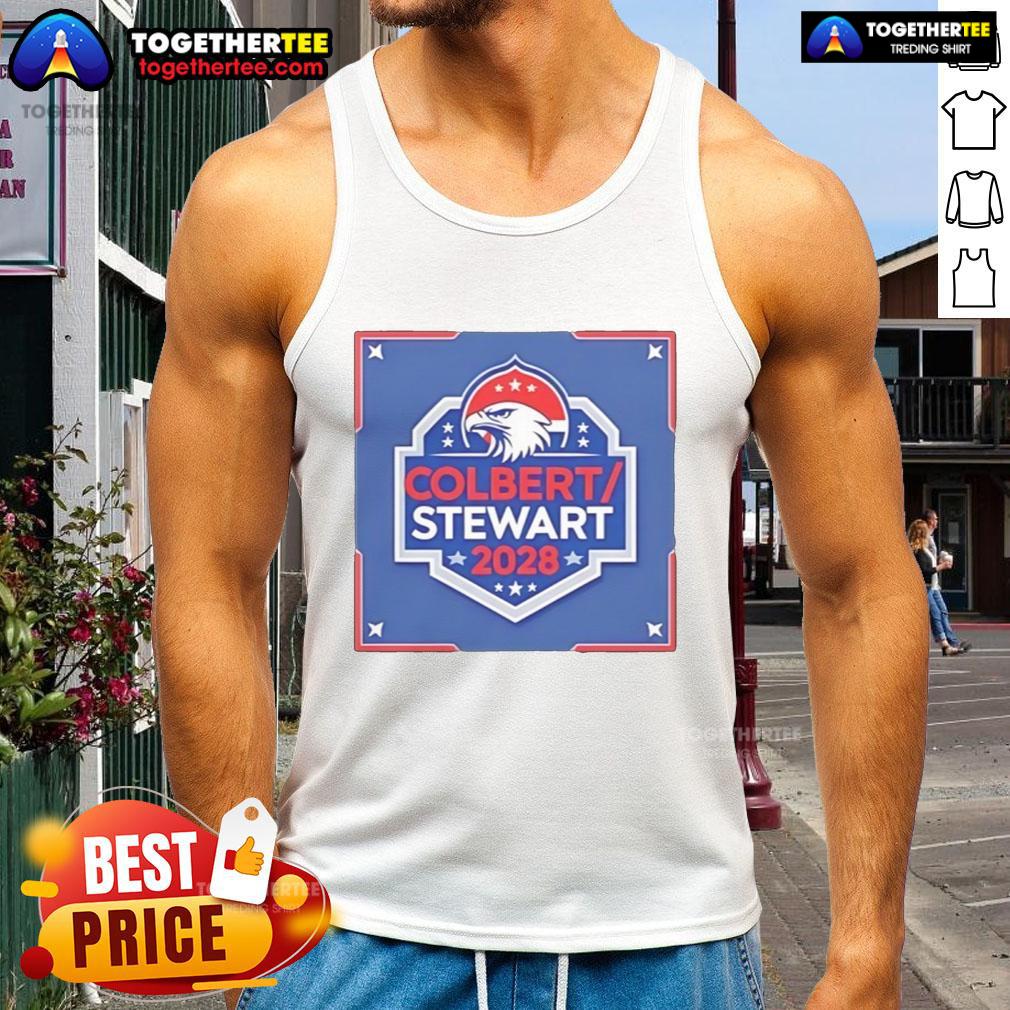 Good Colbert Stewart 2028 Logo Tank Top featuring bold graphics, perfect for supporters of the 2028 campaign.