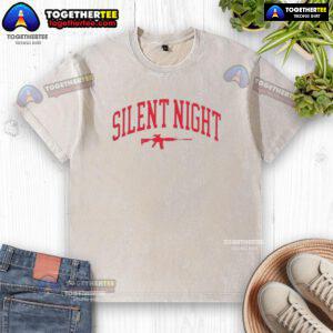Good Gun Silent Night Collegiate Washed T-Shirt in soft cotton, featuring a casual style perfect for festive gatherings.