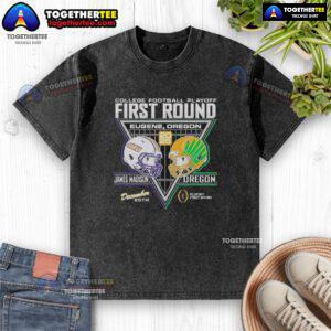 Good James Madison Dukes vs Oregon Ducks 2025 College Football Playoffs 1st Round Match-Up Washed T-Shirt design.