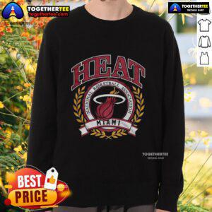 Retro Miami Heat NBA logo sweatshirt featuring laurel wreath frame design, perfect for basketball fans.