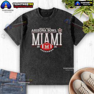 Alt Text: Good Miami Redhawks 2025 Snoop Dogg Arizona Bowl logo on a washed t-shirt, perfect for fans and collectors.