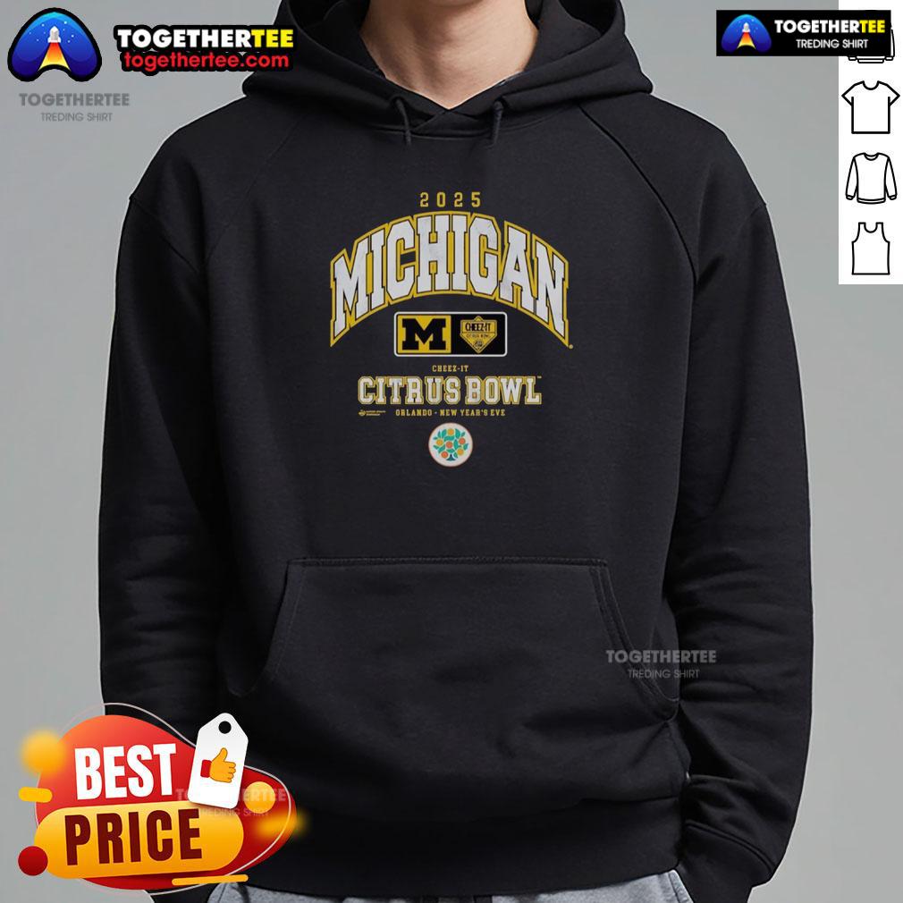 Good Michigan Wolverines Cheez-It Citrus Bowl 2025 Hoodie in navy blue, perfect for fans supporting their team.