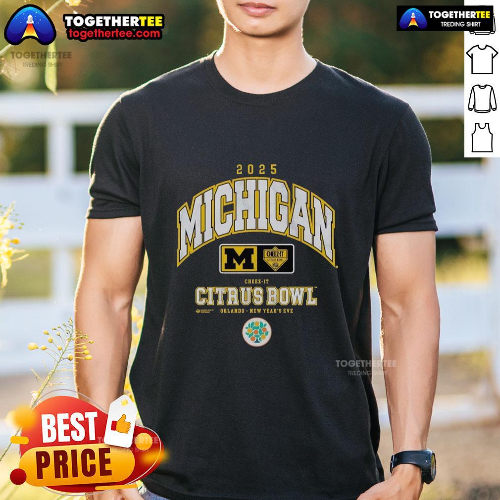Good Michigan Wolverines Cheez-It Citrus Bowl 2025 T-Shirt featuring vibrant graphics and team colors, perfect for fans.