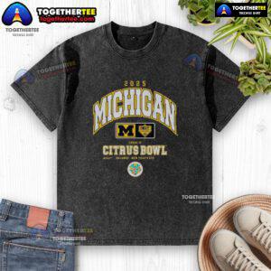 Alt Text: Good Michigan Wolverines Cheez-It Citrus Bowl 2025 washed t-shirt featuring vibrant team colors and logo design.