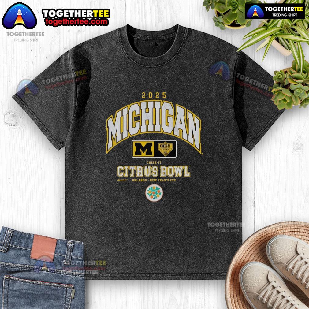 Alt Text: Good Michigan Wolverines Cheez-It Citrus Bowl 2025 washed t-shirt featuring vibrant team colors and logo design.