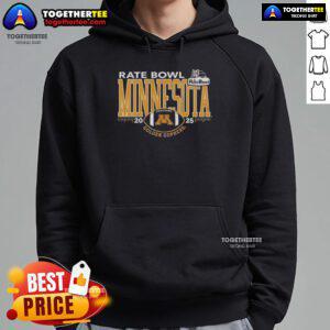 Good Minnesota Golden Gophers 2025 Rate Bowl logo hoodie showcasing team spirit and style for fans.