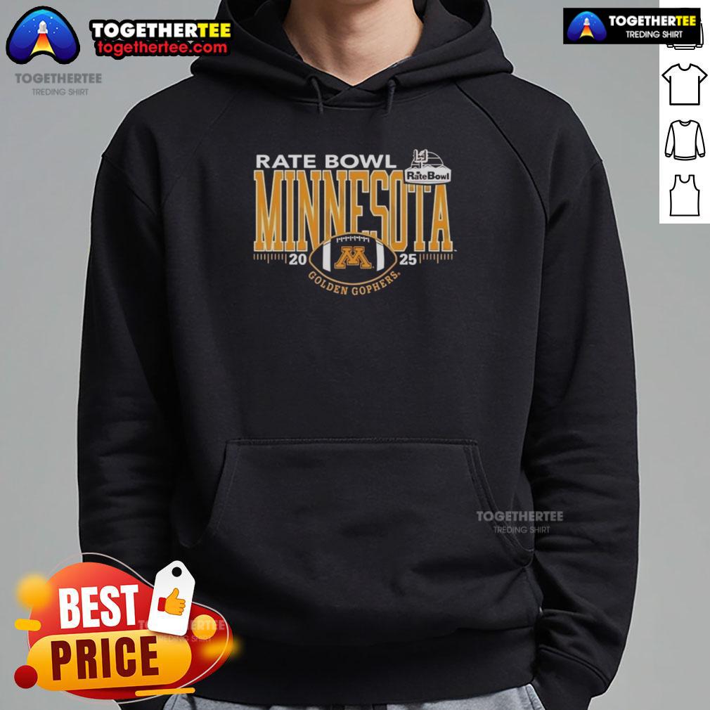 Good Minnesota Golden Gophers 2025 Rate Bowl logo hoodie showcasing team spirit and style for fans.