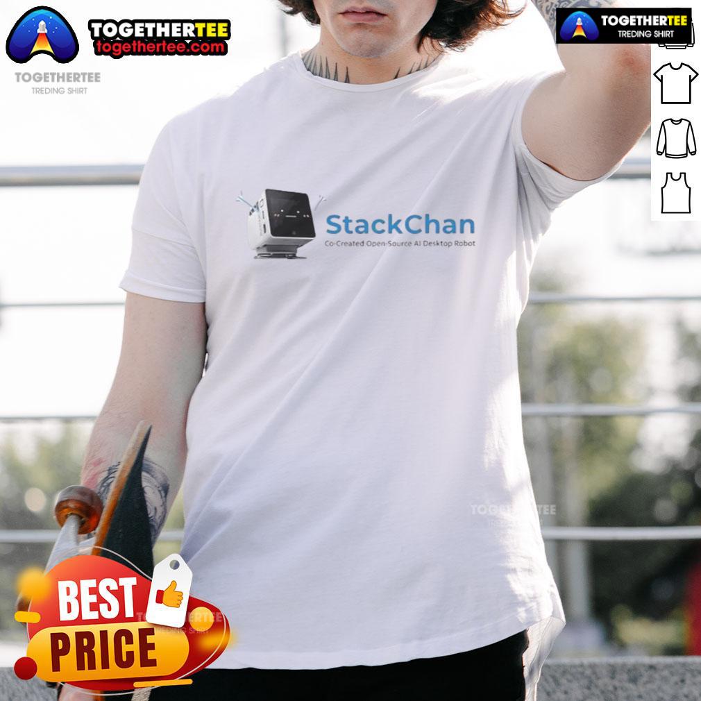 Alt Text: Good Stackchan Co-Created Open-Source AI Desktop Robot T-Shirt featuring a fun design for tech enthusiasts.
