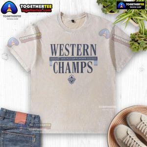 Good Vancouver Whitecaps FC 2025 MLS Western Conference Champions locker room washed t-shirt displayed prominently.