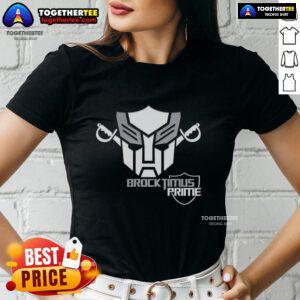Alt Text: Happy Brocktimus Prime Transformers logo on a stylish ladies tee, perfect for fans and casual wear.
