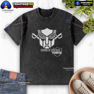 Happy Brocktimus Prime Transformers logo on a washed t-shirt, perfect for fans of the iconic franchise.