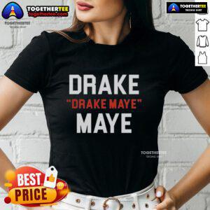 Happy Drake Maye wearing a New England Patriots football tee, showcasing team spirit and style.