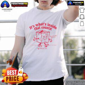 Alt Text: Happy It's What's Inside That Counts Bidfta T-Shirt design featuring a cheerful graphic and bold text.