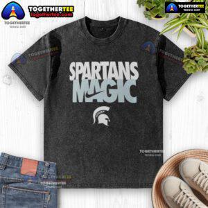 Hot Michigan State Spartans Football shirt featuring the Spartans Magic Nike logo in a stylish washed design.