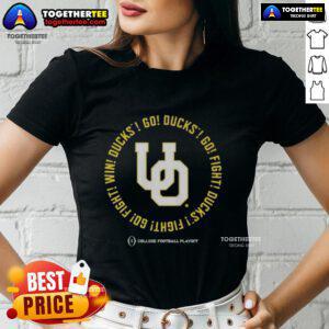 Hot Oregon Ducks 2025-2026 College Football Playoff Fight Song ladies tee featuring vibrant team colors and logo.