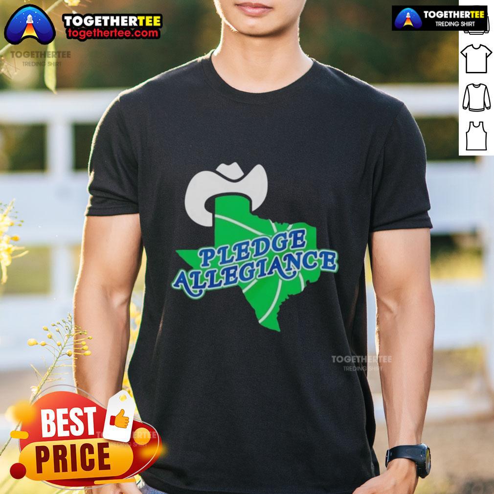Hot Pledge Allegiance Dallas Mavericks Basketball T-Shirt featuring team colors and logo, perfect for fans and game day.