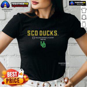 Hot SCO Ducks Oregon Ducks 2025-2026 College Football Playoff ladies tee showcasing team spirit and style.