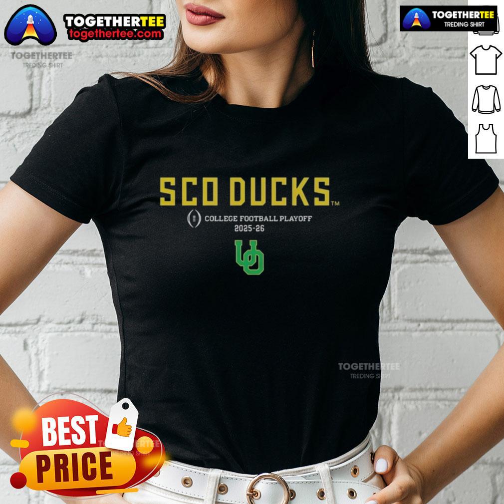 Hot SCO Ducks Oregon Ducks 2025-2026 College Football Playoff ladies tee showcasing team spirit and style.