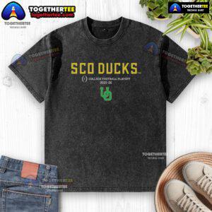 Hot SCO Ducks Oregon Ducks 2025-2026 College Football Playoff washed t-shirt featuring vibrant team graphics.