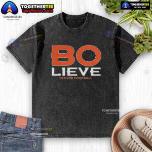 Alt Text: Nice BO NIX Denver Broncos football Bolieve washed t-shirt in blue, perfect for fans showing team spirit.