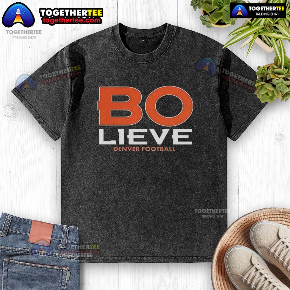 Alt Text: Nice BO NIX Denver Broncos football Bolieve washed t-shirt in blue, perfect for fans showing team spirit.