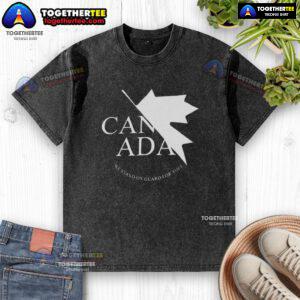 Nice Canada We Stand On Guard For Thee washed t-shirt featuring a stylish design and vibrant colors for casual wear.