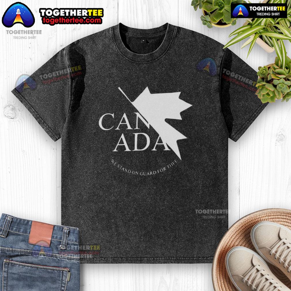 Nice Canada We Stand On Guard For Thee washed t-shirt featuring a stylish design and vibrant colors for casual wear.
