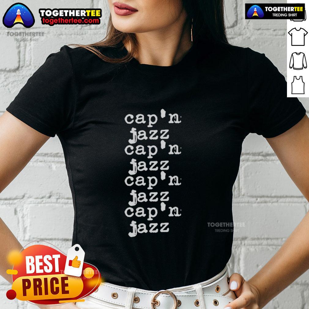 Stylish Cap'n Jazz type ladies tee featuring vibrant design, perfect for music lovers and casual wear.