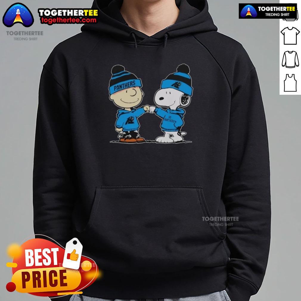 Carolina Panthers Snoopy and Charlie Brown hoodie featuring best friends design, perfect for fans and cozy wear.