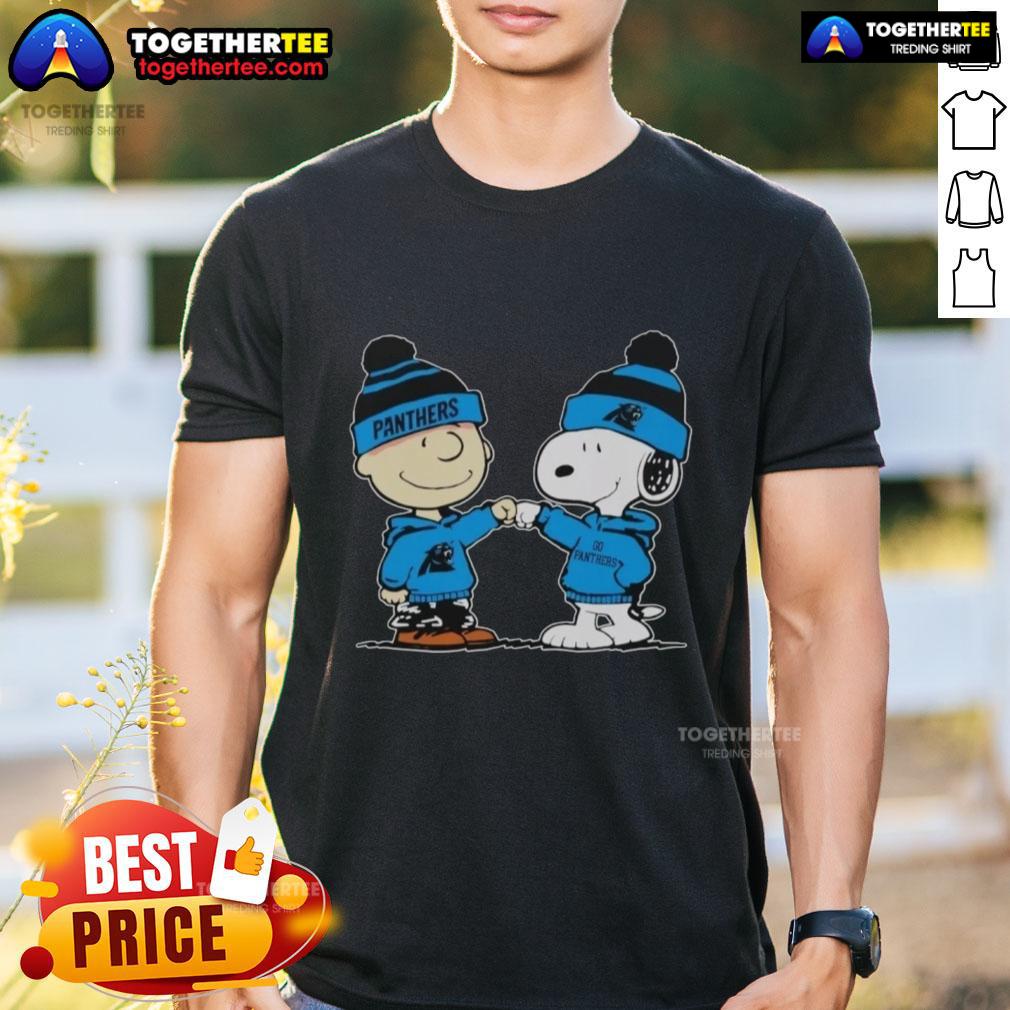 Carolina Panthers Snoopy and Charlie Brown Best Friends T-Shirt featuring vibrant graphics and team colors.