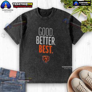 Alt Text: Stylish Chicago Bears Good. Better. Best. logo washed t-shirt in navy, perfect for fans and casual wear.