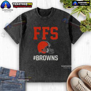Alt Text: Nice Cleveland Browns FFS helmet washed t-shirt showcasing team spirit and comfort for fans.