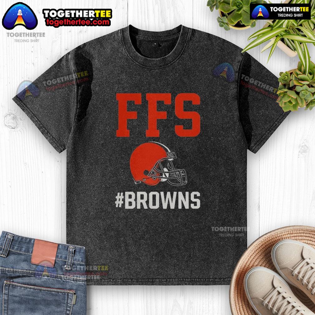 Alt Text: Nice Cleveland Browns FFS helmet washed t-shirt showcasing team spirit and comfort for fans.